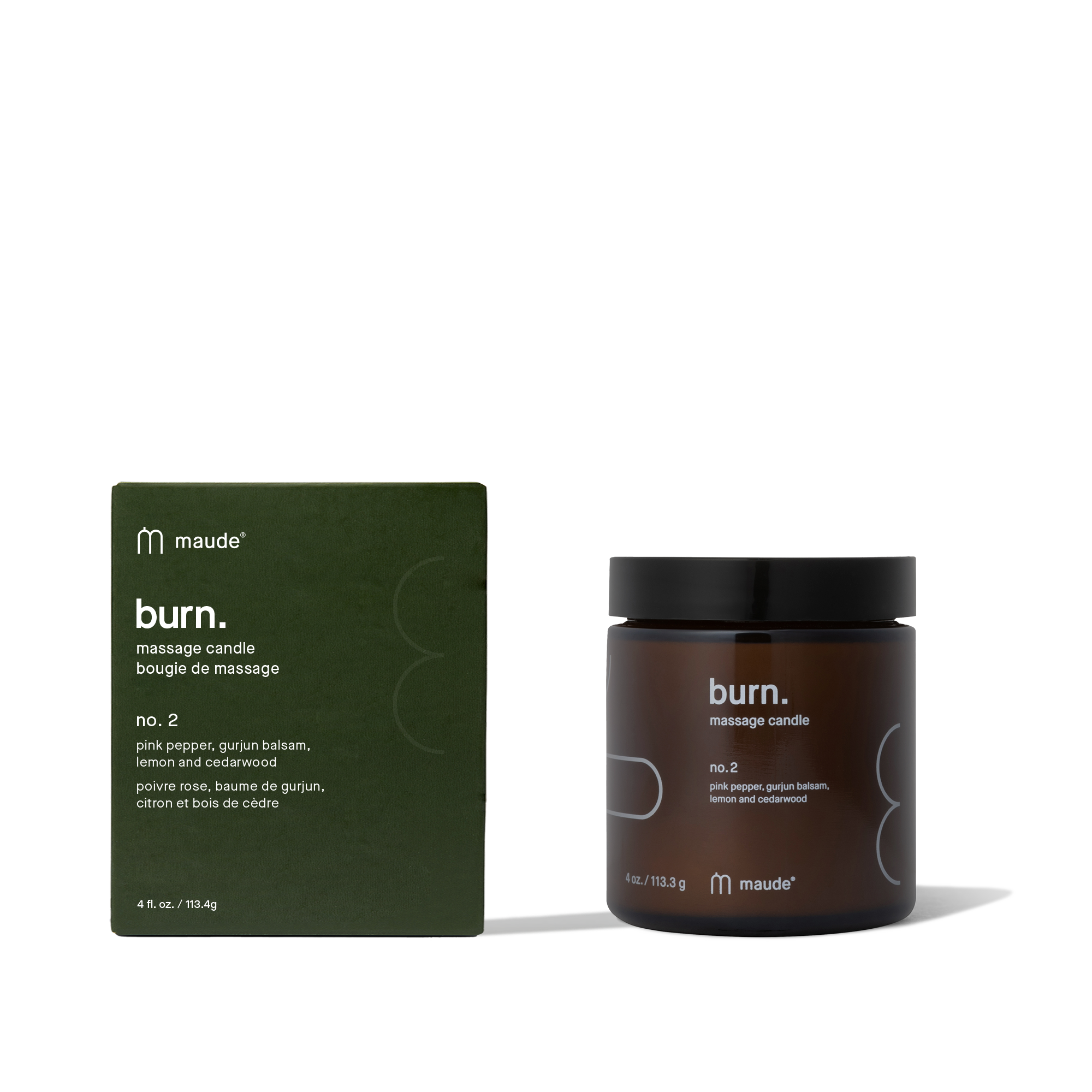 MAUDE Burn no.2 pink pepper & gurjun balsam 113g - Свічка для масажу - аромат №2 рожевий перець та бальзам гурджун - фото №1 MAUDE Burn no.2 pink pepper & gurjun balsam 113g - Свічка для масажу - аромат №2 рожевий перець та бальзам гурджун - фото №1